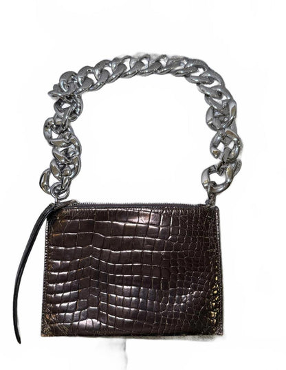 N°21 Croc-Embossed Leather Chain Clutch – Made in Italy