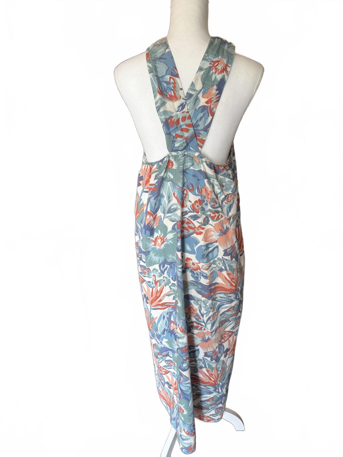 New Faherty Halter Midi Floral Pattern Dress, Size Large