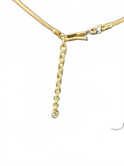 Chanel Gold Tone Necklace with Black Cube Pendant