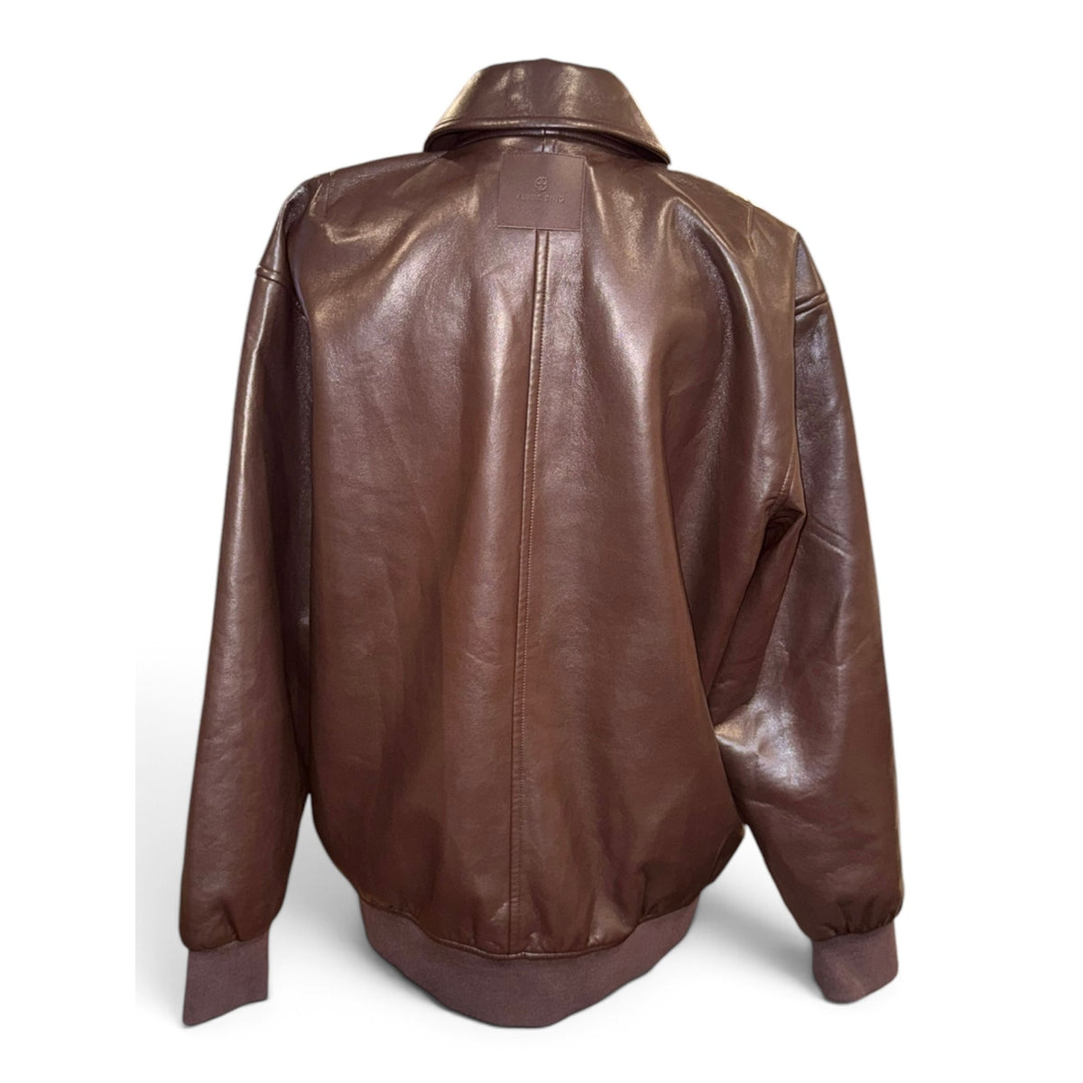 Anine Bing Brown Leather Zip-Front Collared Jacket