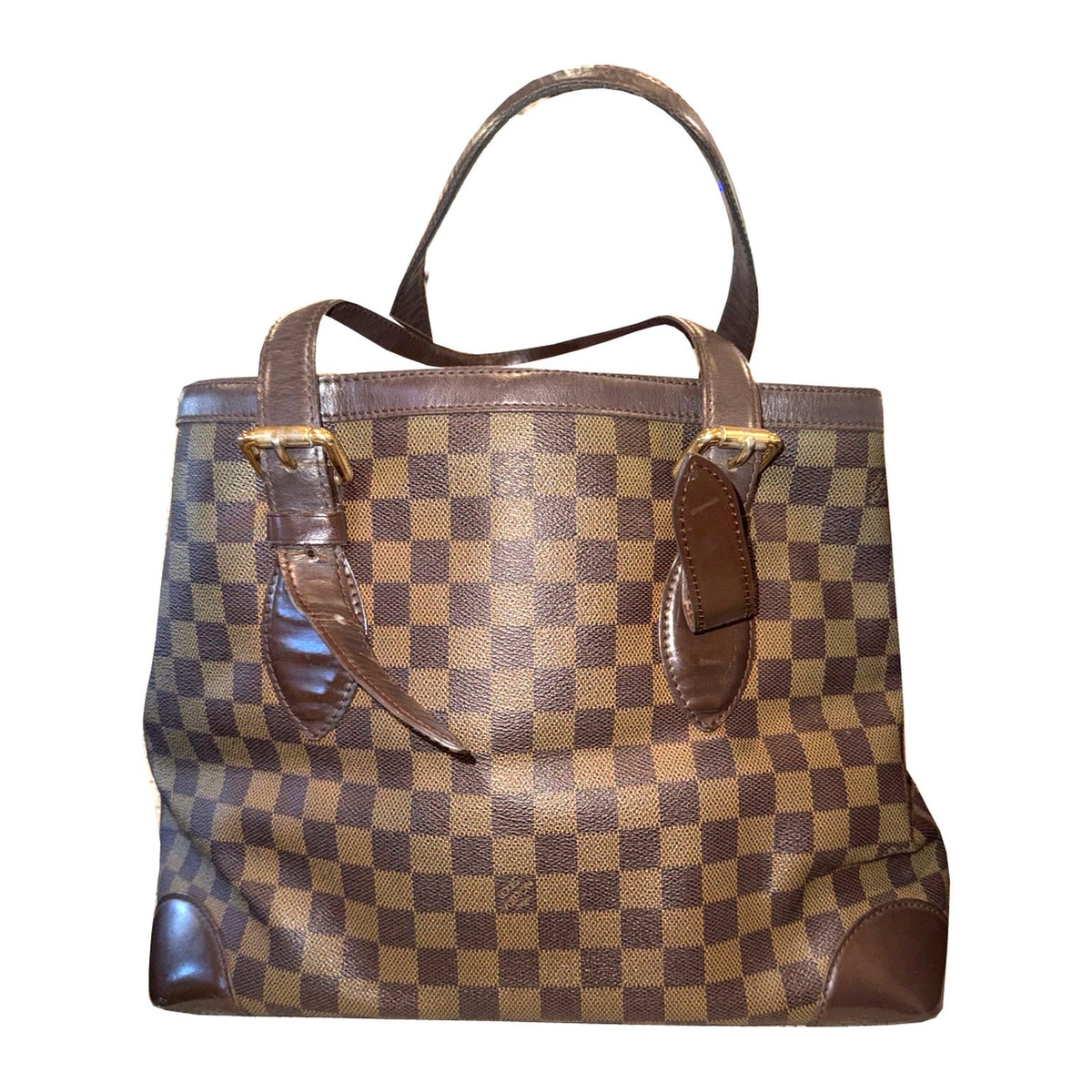 Louis Vuitton Hampstead MM Damier Ebene Tote with Red Lining