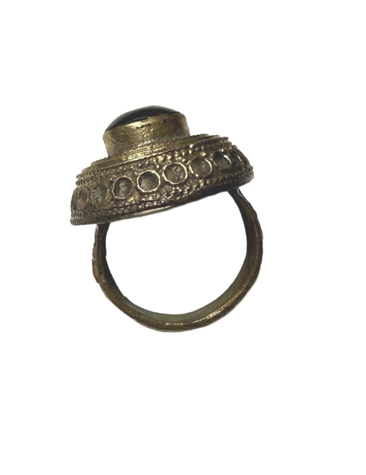 Vintage Onyx and Copper Afghan Ring, size 8