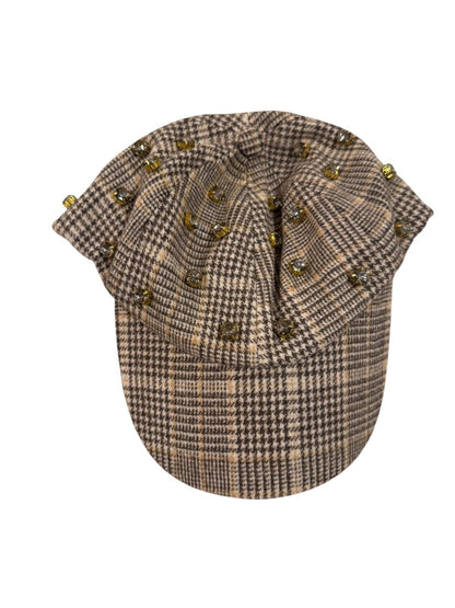 New Lele Sadoughi Embellished Wool Plaid Baseball Cap
