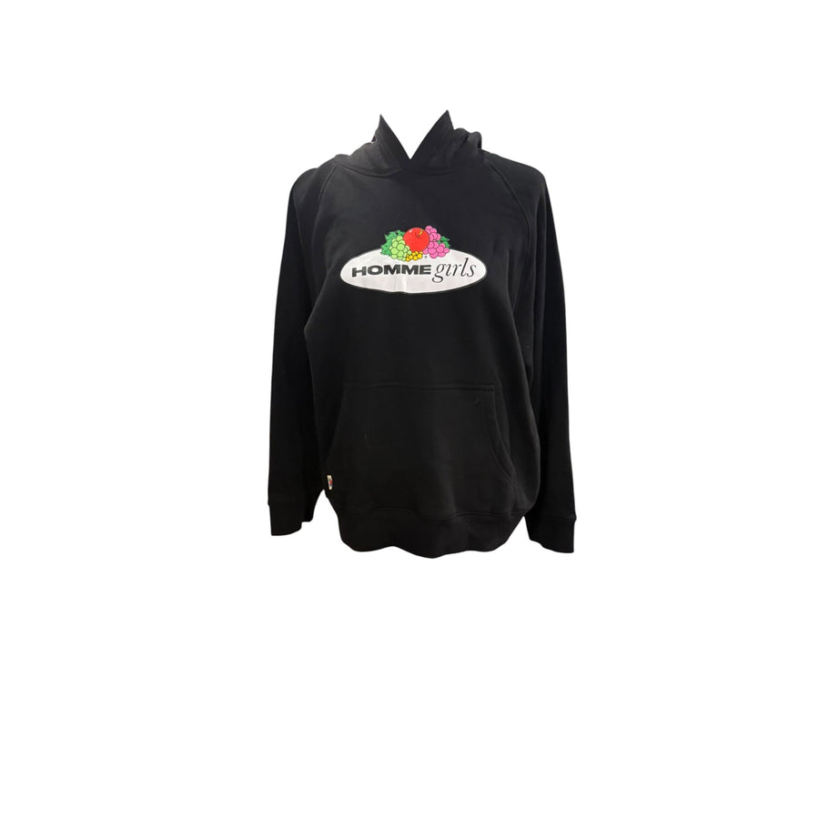 Fruit Of The Loom Homme Girls Black Hoodie Sweatshirt L 100% Cotton