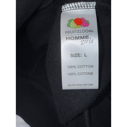 Fruit Of The Loom Homme Girls Black Hoodie Sweatshirt L 100% Cotton