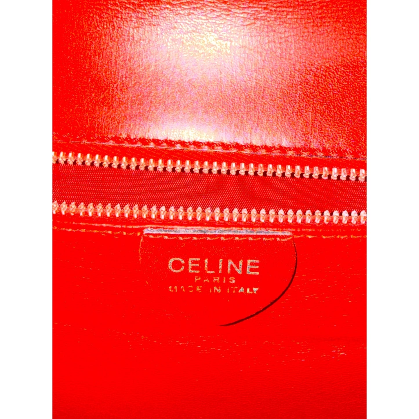 Celine Red Leather Vintage Briefcase With Gold Hardware with COA