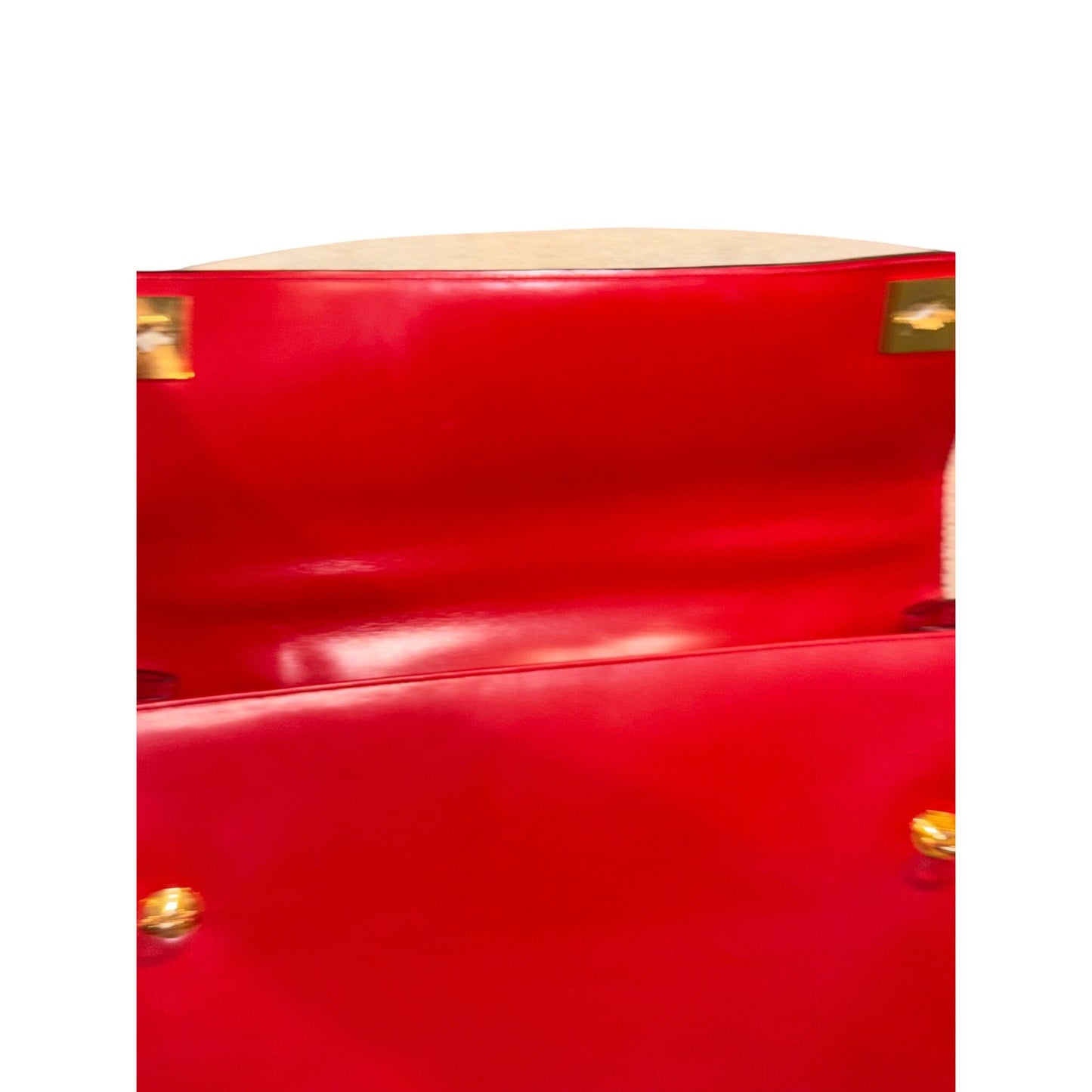 Celine Red Leather Vintage Briefcase With Gold Hardware with COA