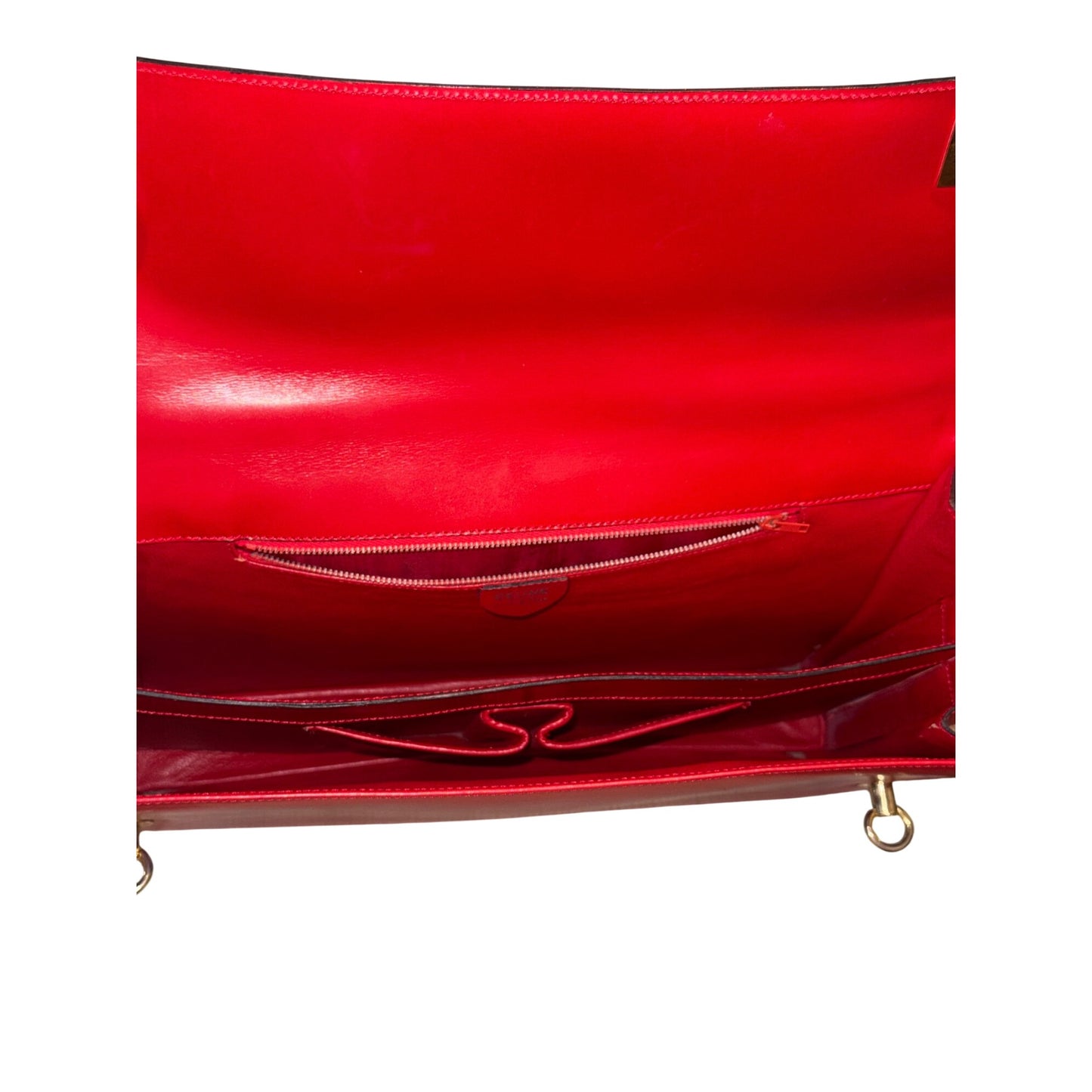 Celine Red Leather Vintage Briefcase With Gold Hardware with COA