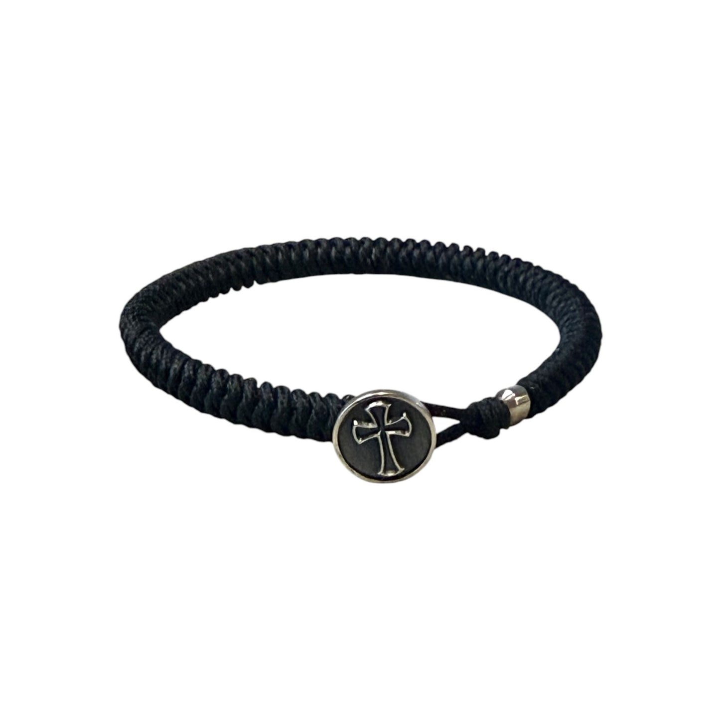 David Yurman Men's Sterling Cross Black Woven Bracelet