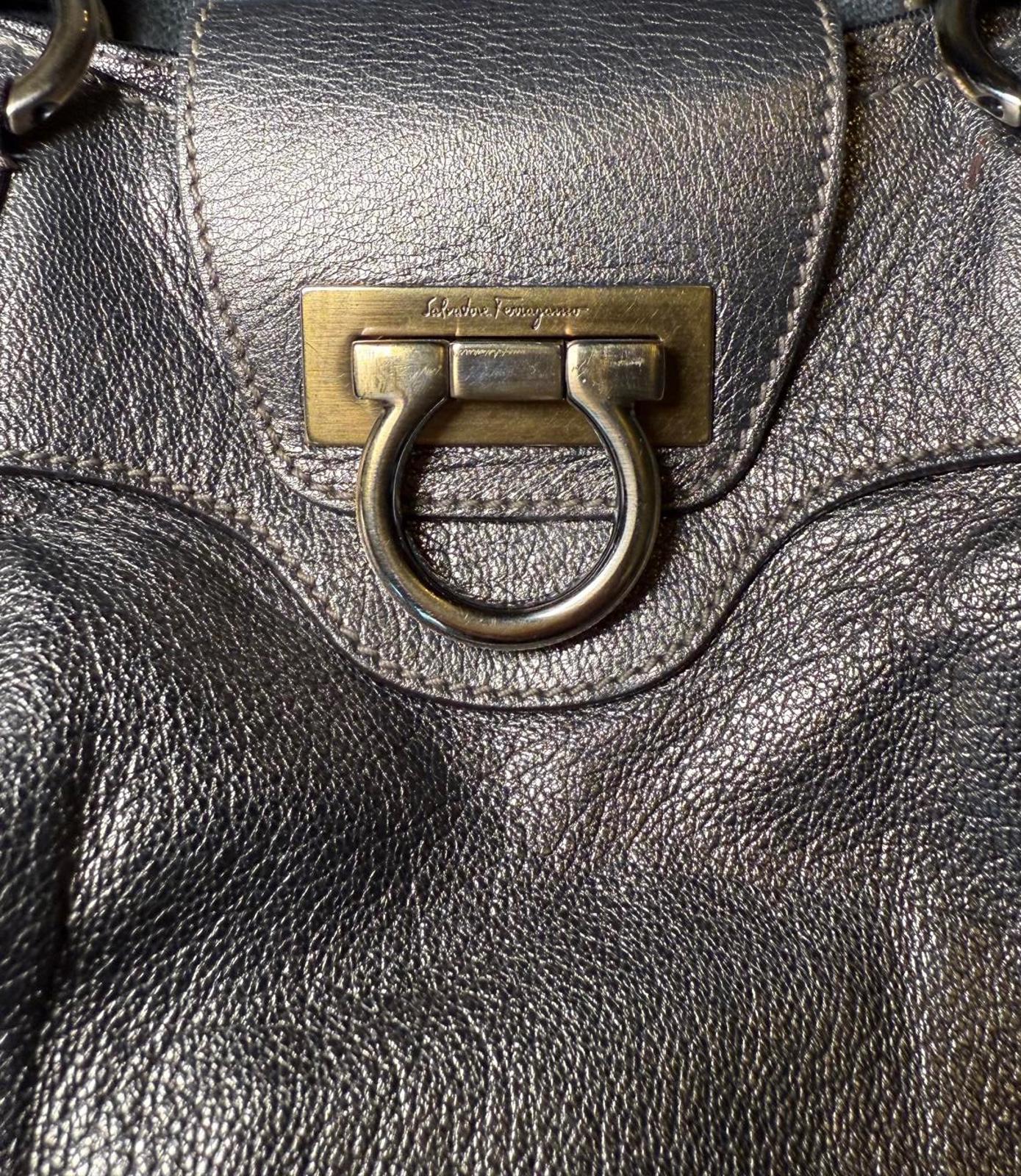 Salvatore Ferragamo Metallic Leather Gancini Tote