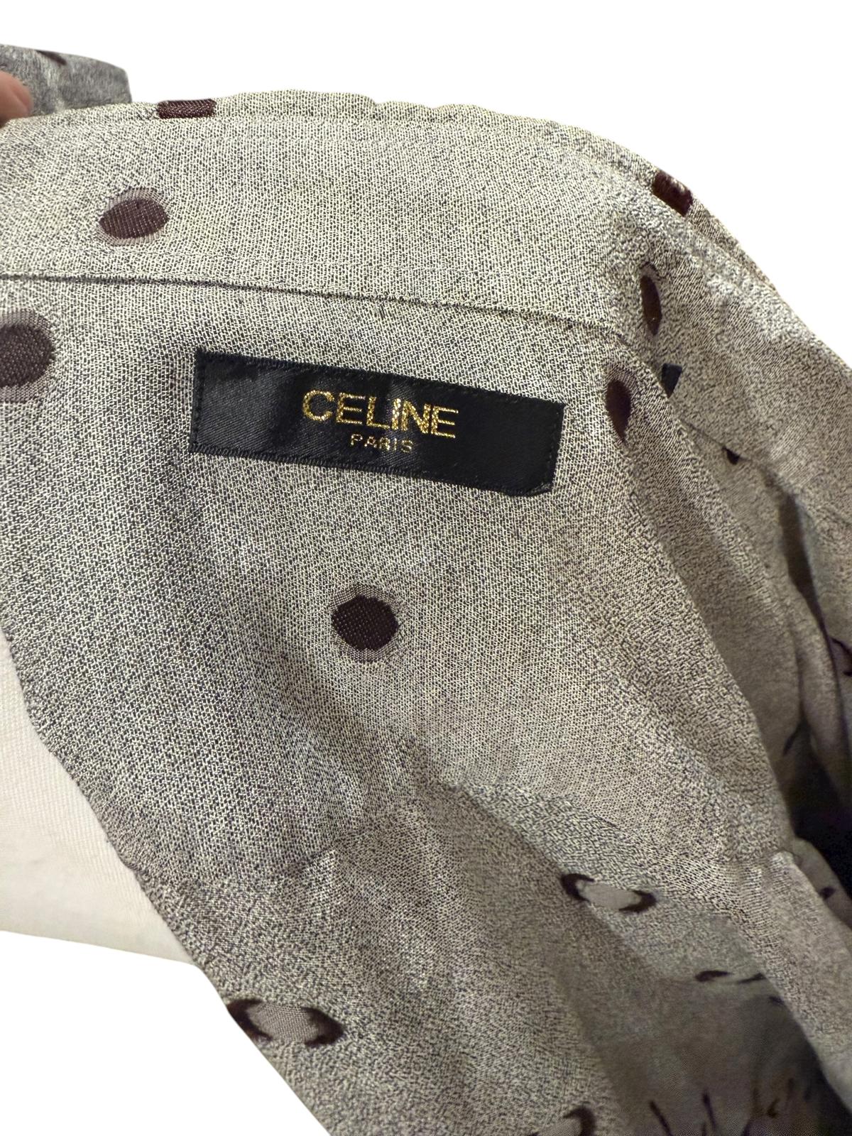 Celine Paris Polka Dot Button-Down Blouse, Size L