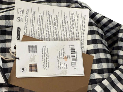 New Burberry Black and White Gingham Asymmetric Handkerchief Hem Skirt, size 4