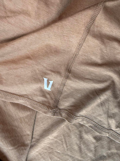 Vuori Mens Brown Long Sleeve Quarter Zip Top, Medium