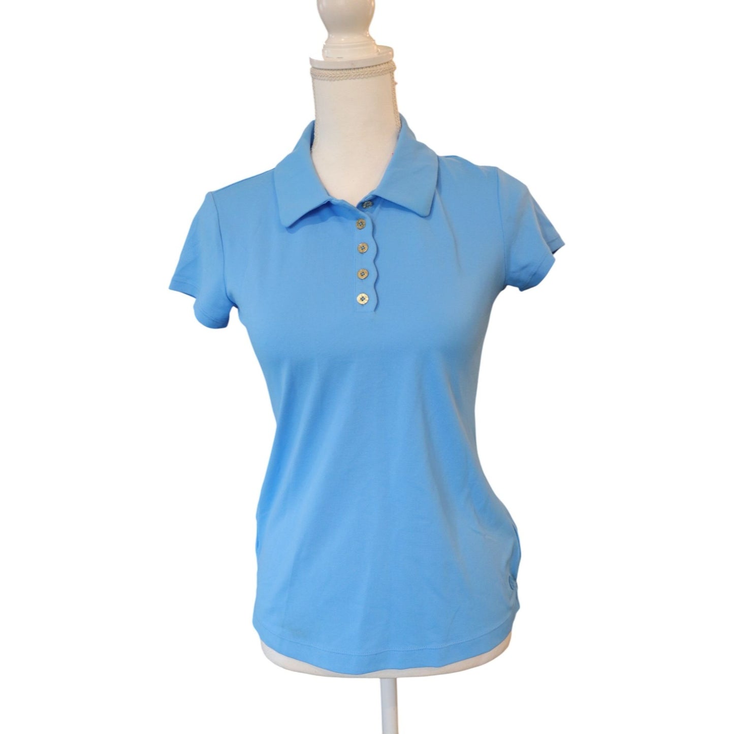Lilly Pulitzer Frida Scalloped Polo Shirt, XS NWT