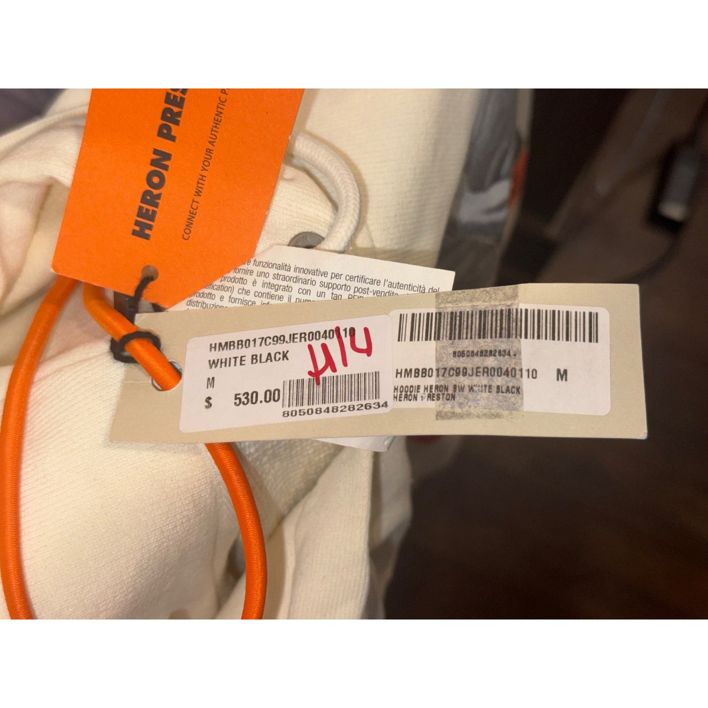 Heron Preston Boxed Heron Logo Hoodie, Medium NWT