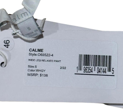 New Calme Wide Leg Relaxed Pants Size S White