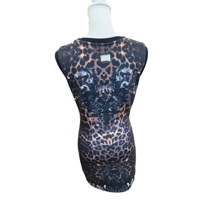 Philipp Plein Couture Leopard Skull Print Sleeveless Dress, Small