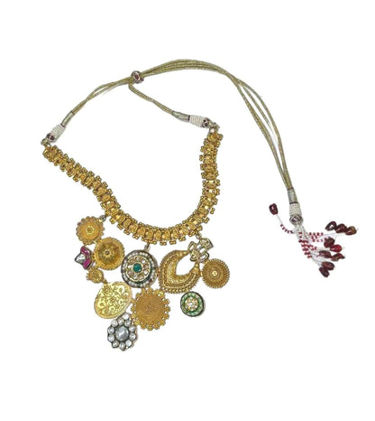 Afghan Gold-Tone Statement Necklace with Multi-Design Pendants