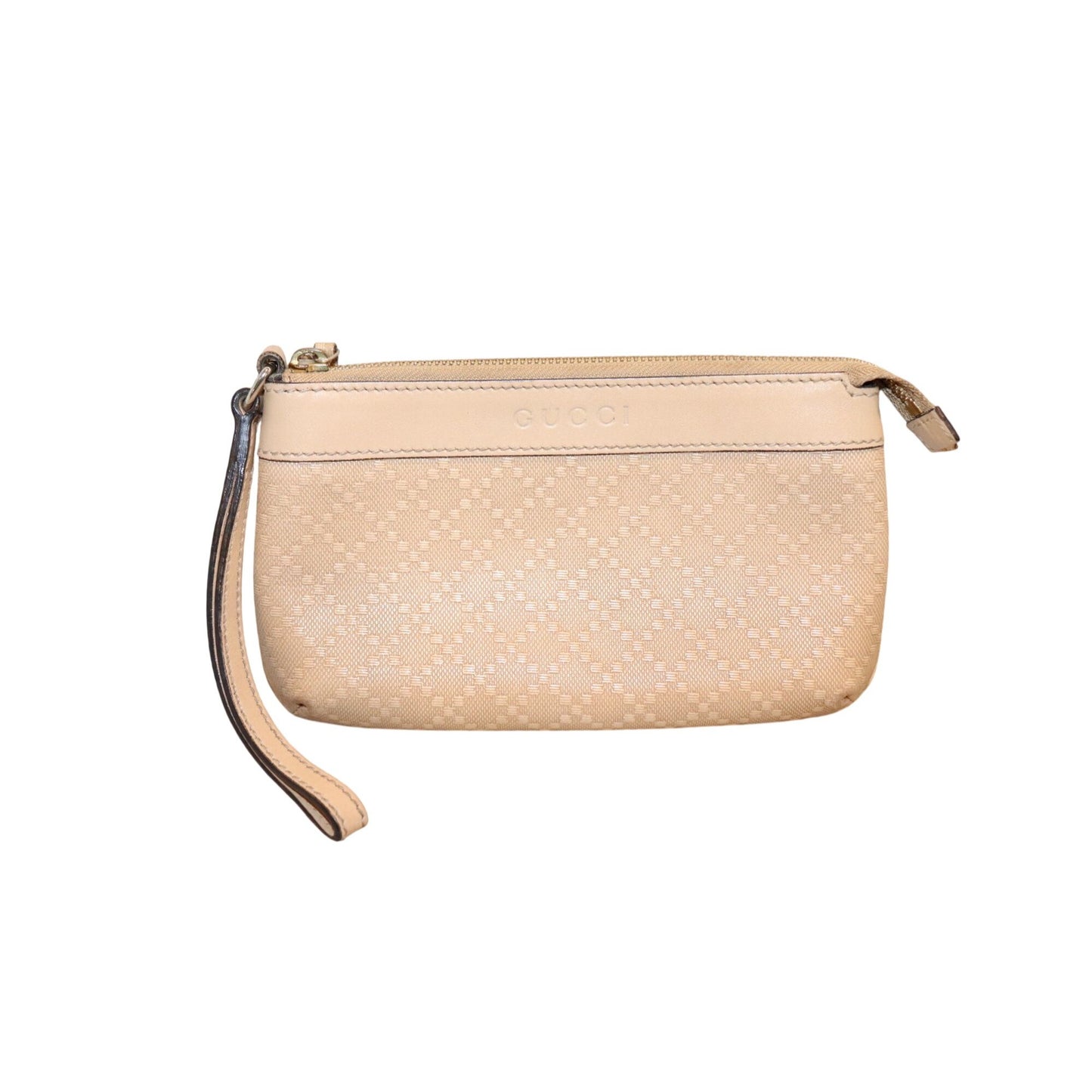 Gucci Diamonte Beige Wristlet Clutch