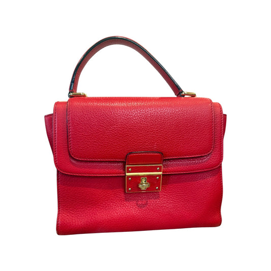 Dolce & Gabbana Greta Red Leather Top Handle Bag With Crossbody Strap