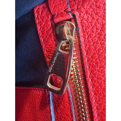 Dolce & Gabbana Greta Red Leather Top Handle Bag With Crossbody Strap
