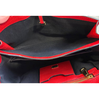 Dolce & Gabbana Greta Red Leather Top Handle Bag With Crossbody Strap