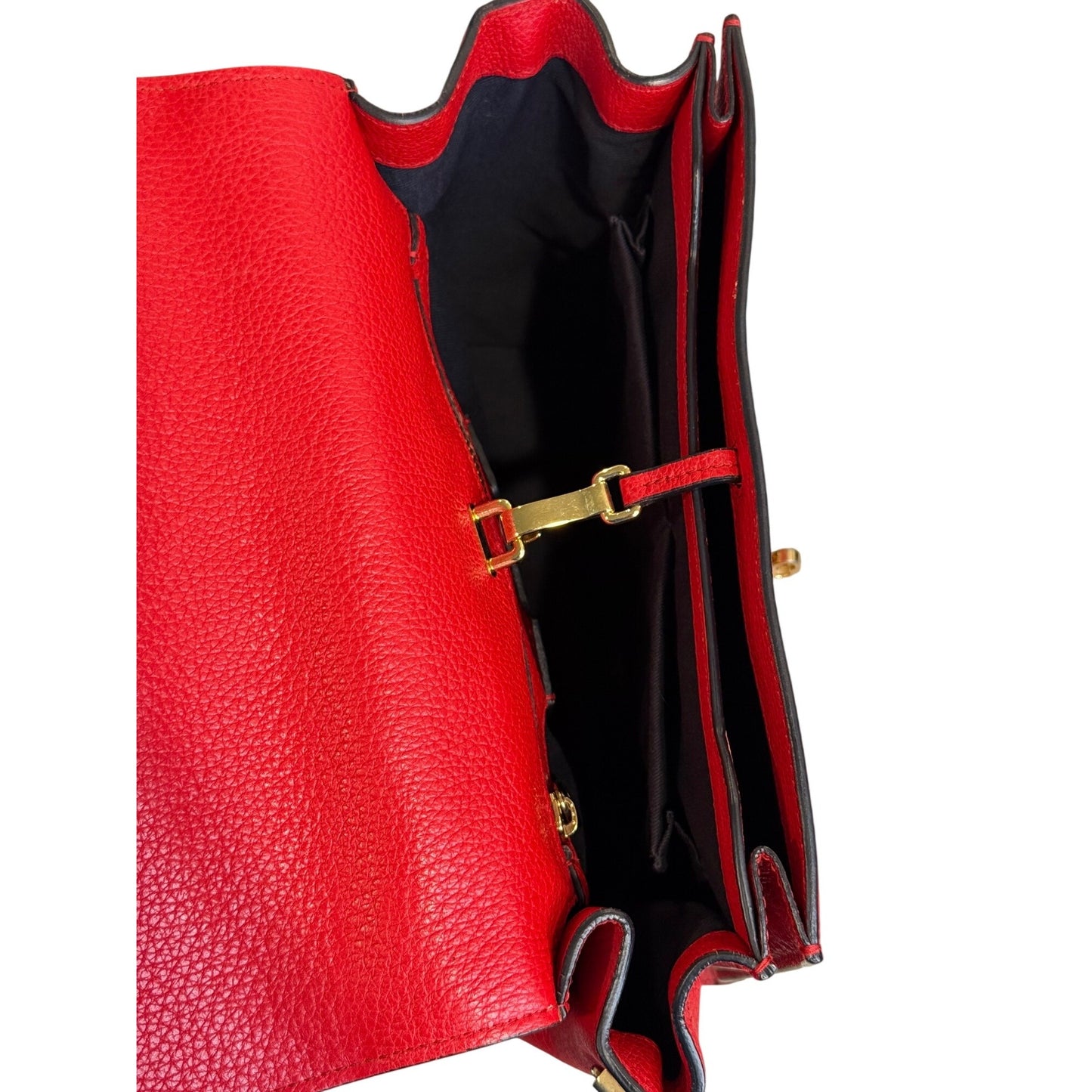 Dolce & Gabbana Greta Red Leather Top Handle Bag With Crossbody Strap