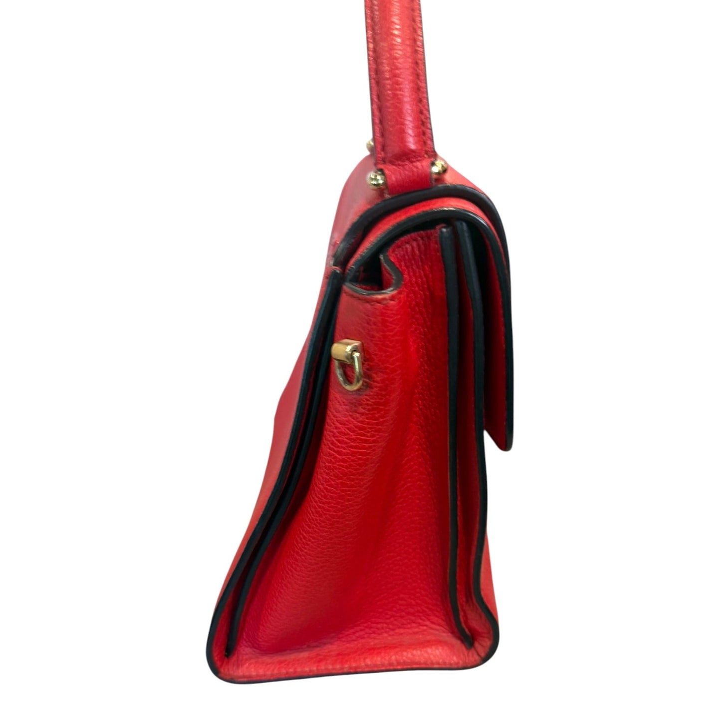 Dolce & Gabbana Greta Red Leather Top Handle Bag With Crossbody Strap