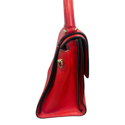 Dolce & Gabbana Greta Red Leather Top Handle Bag With Crossbody Strap