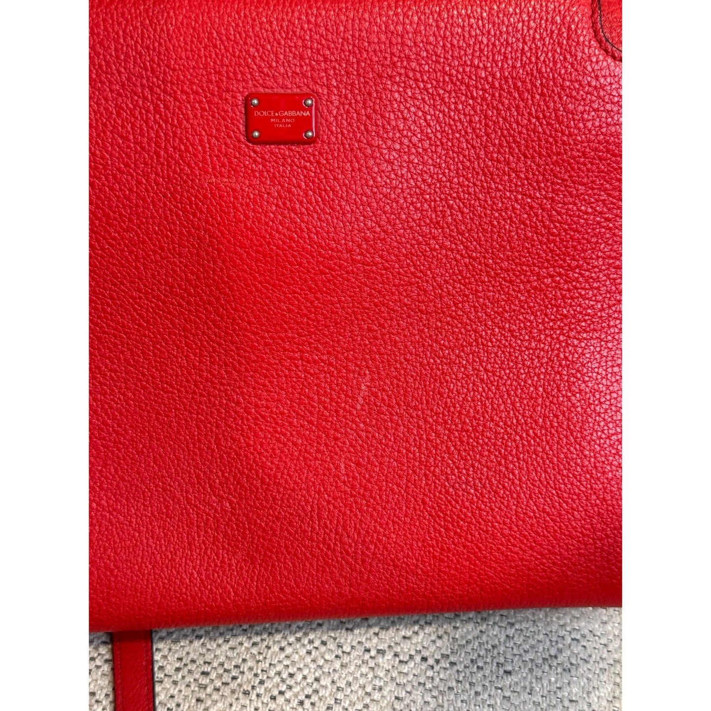 Dolce & Gabbana Greta Red Leather Top Handle Bag With Crossbody Strap