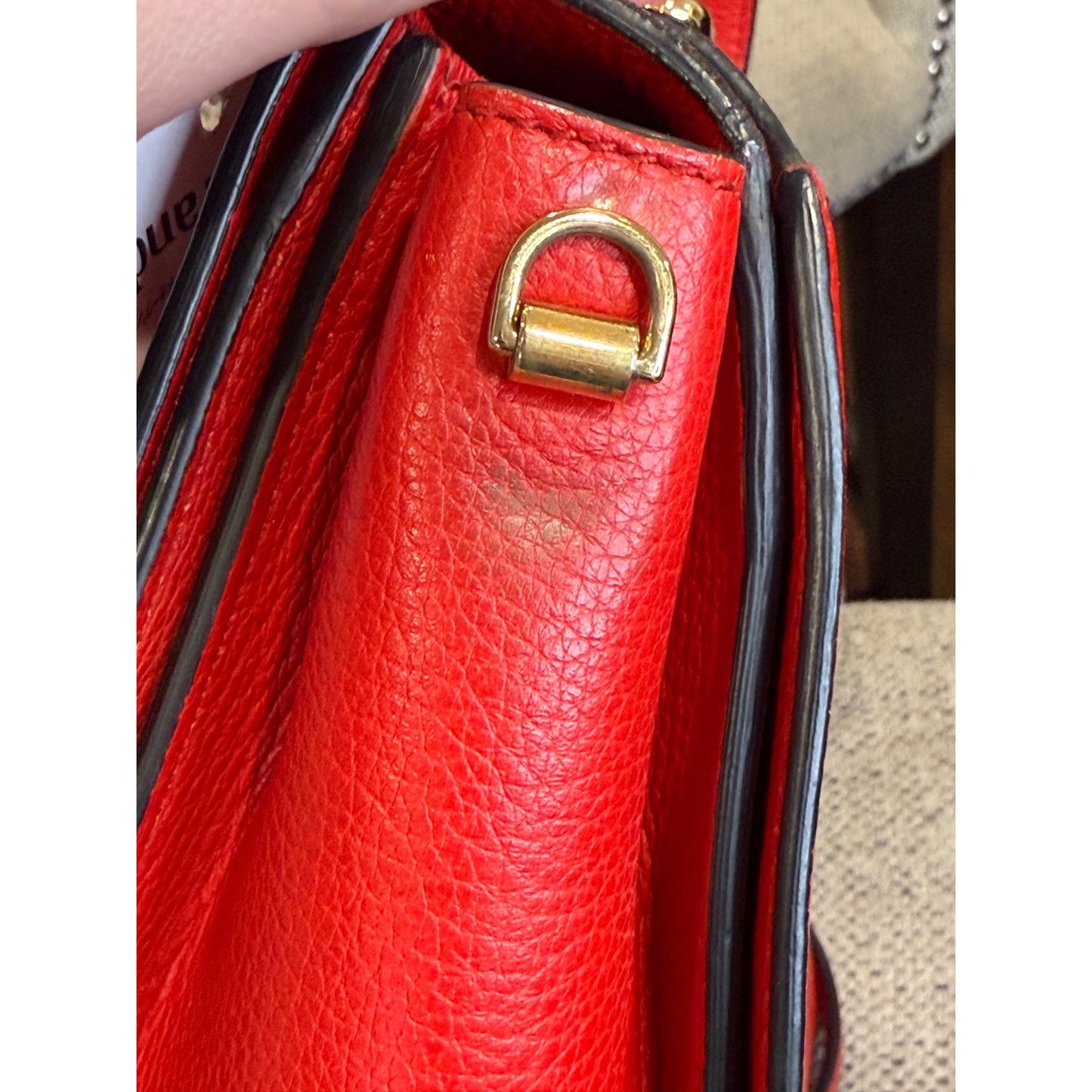 Dolce & Gabbana Greta Red Leather Top Handle Bag With Crossbody Strap