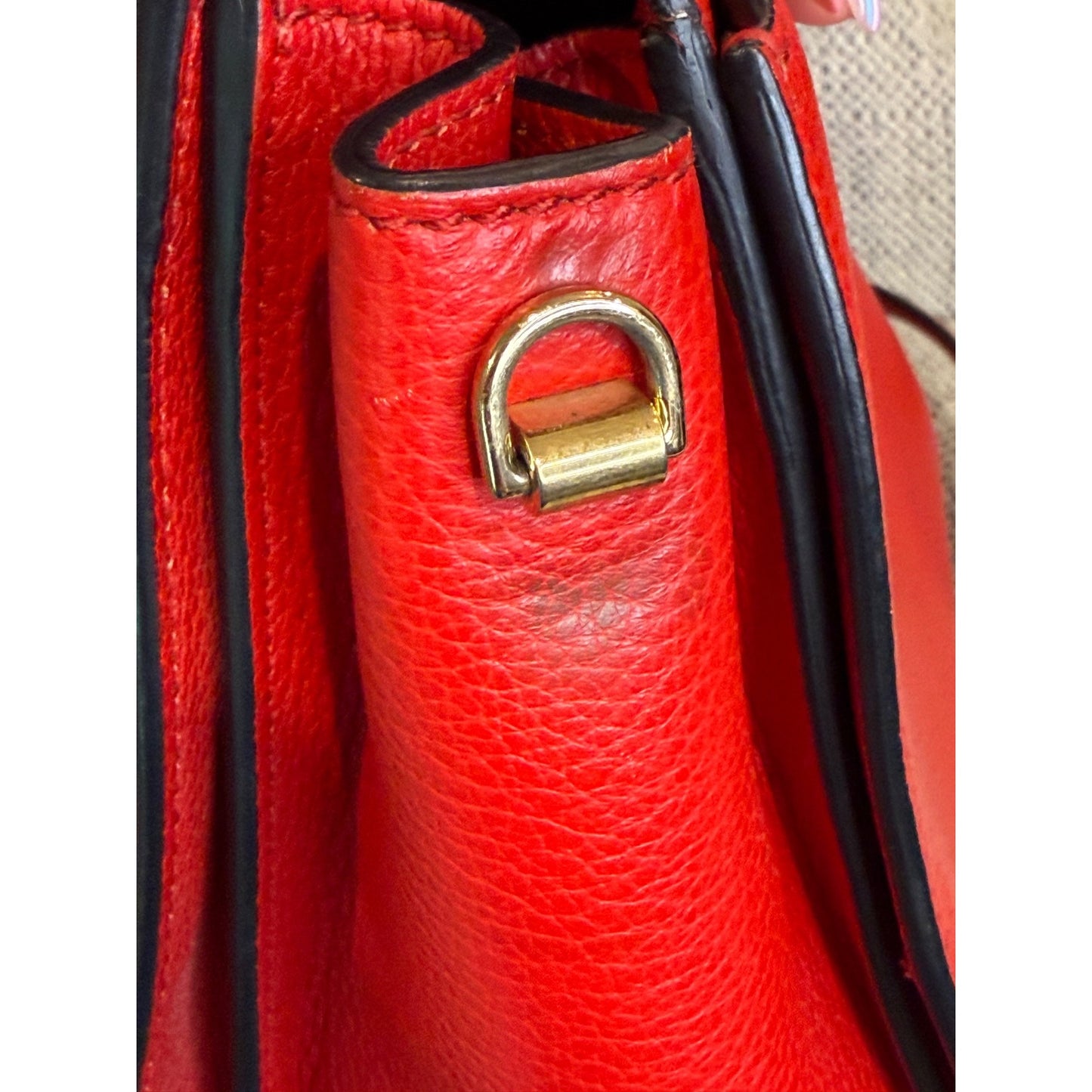 Dolce & Gabbana Greta Red Leather Top Handle Bag With Crossbody Strap