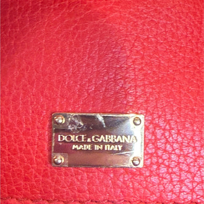 Dolce & Gabbana Greta Red Leather Top Handle Bag With Crossbody Strap