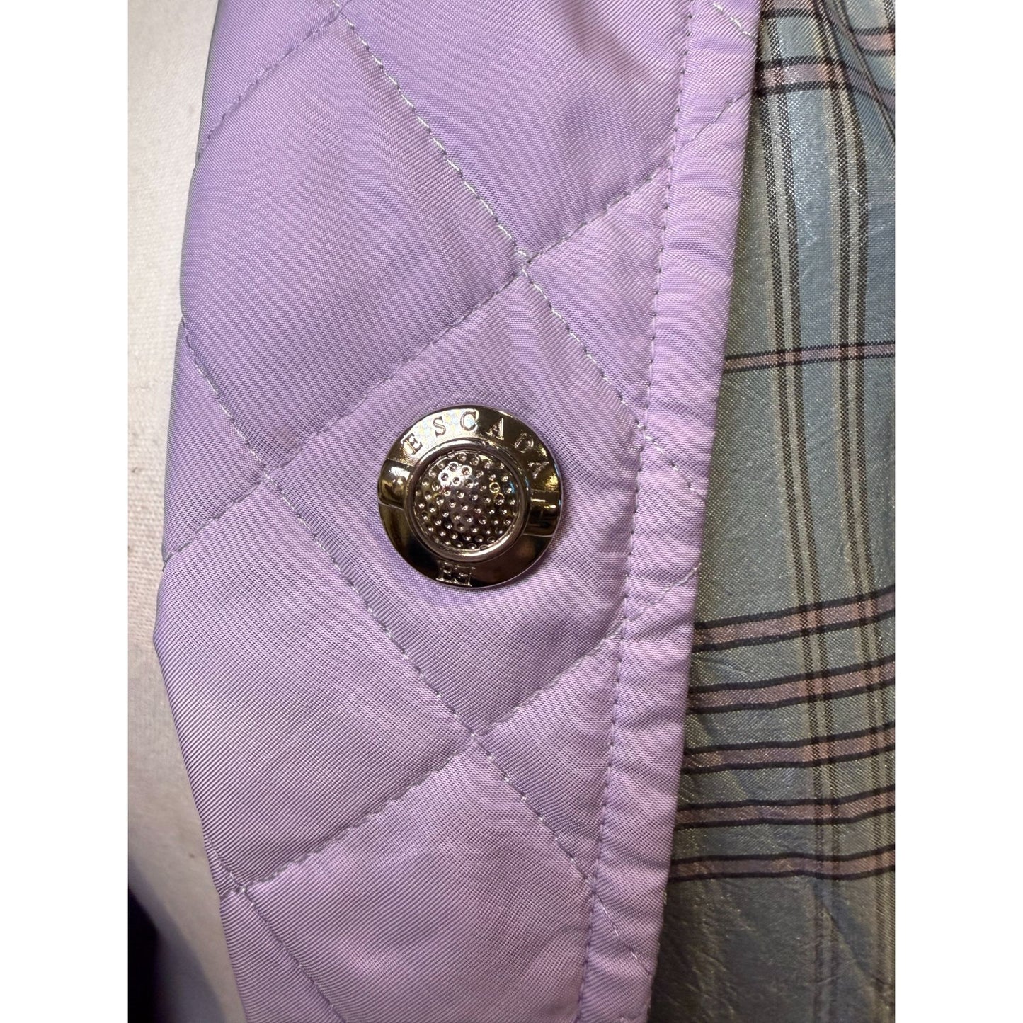 Escada Lavender Quilted Reversible Nylon/Silk Jacket Size 38/Large