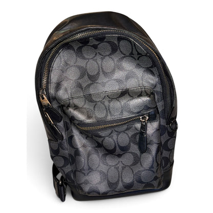 Coach Mens Black Leather Signature Canvas Sling Backpack