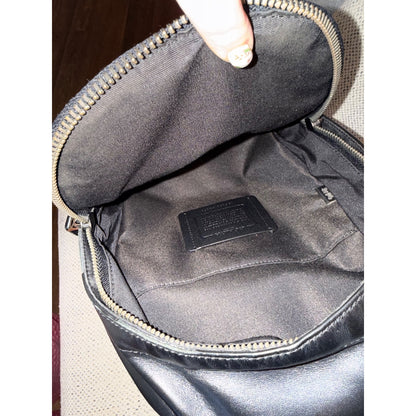 Coach Mens Black Leather Signature Canvas Sling Backpack