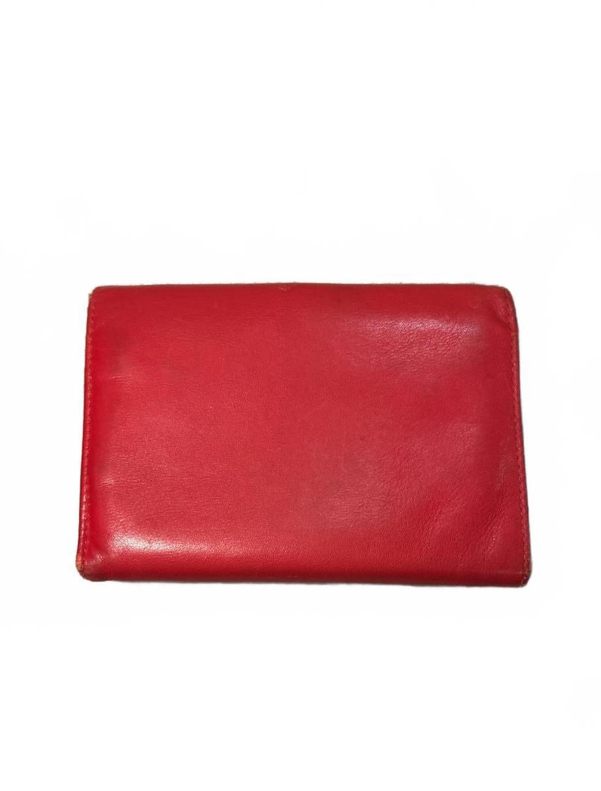 Red Leather Gucci Wallet with Gold Horsebit Detail