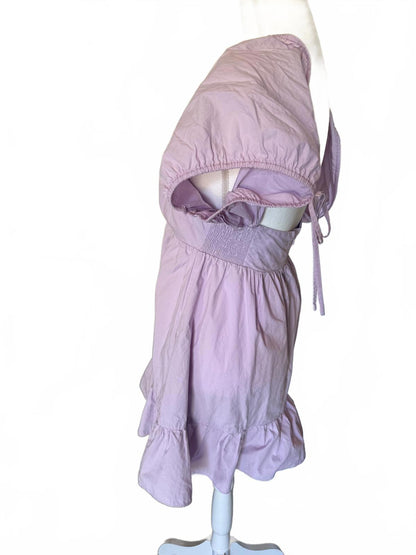 Amanda Uprichard Lilac Puff Sleeve Casual Dress with Ruffle Hem, Medium