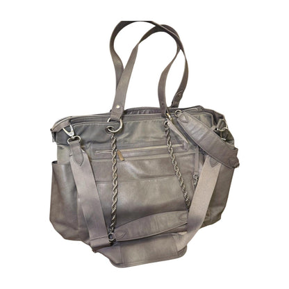 Beis Gray Large Tote Bag with Chain Detail