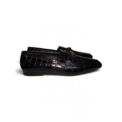 Anine Bing Freya Loafers Black Croc Embossed Leather, EU 37 New