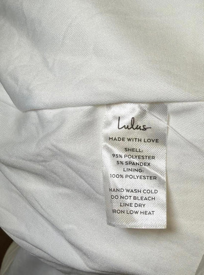 Lulu’s White Long Evening Dress with Button Back Detail, Medium NWOT