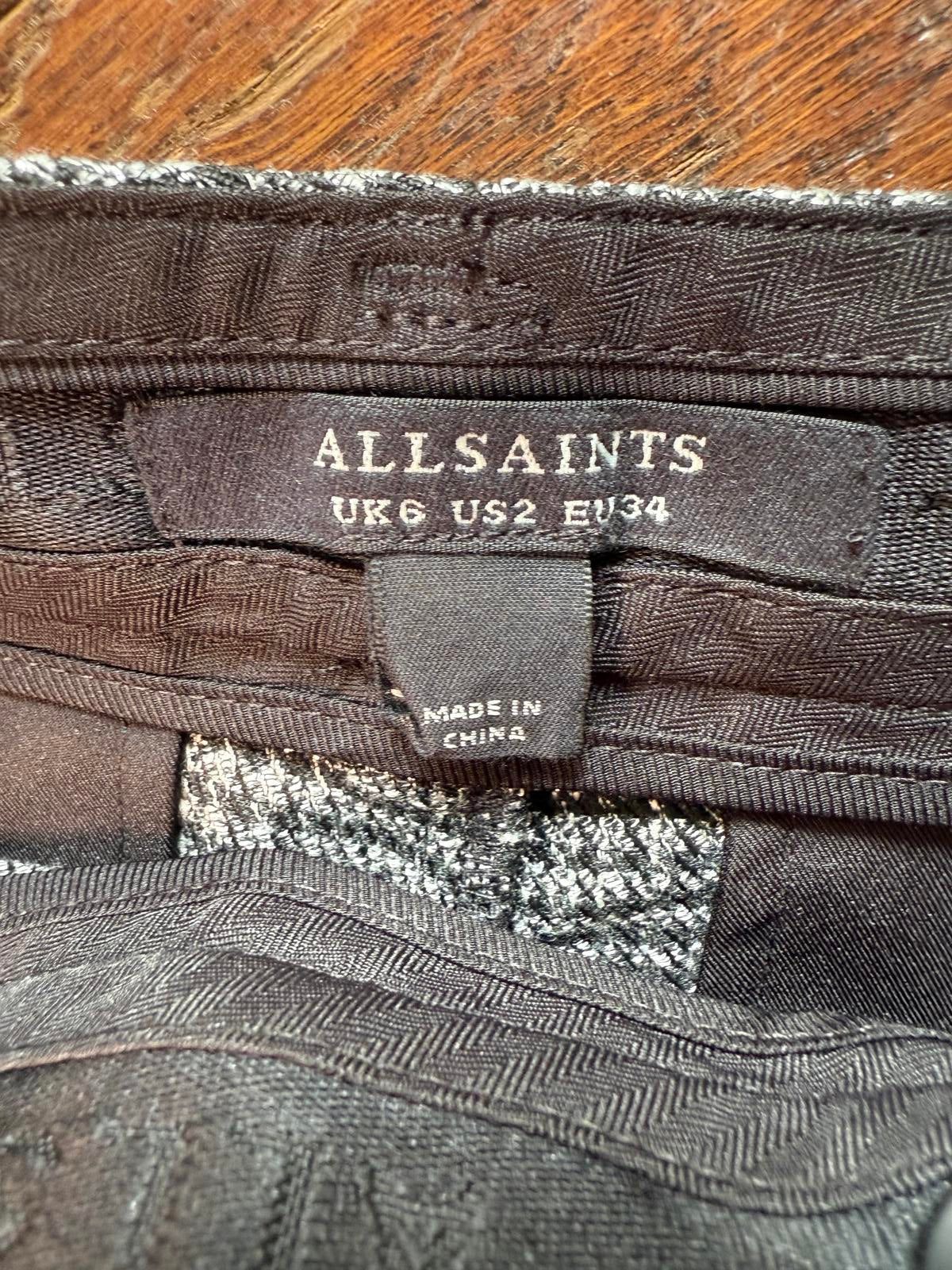 New AllSaints Women's Grey Plaid Trousers Size UK6 US2 EU34