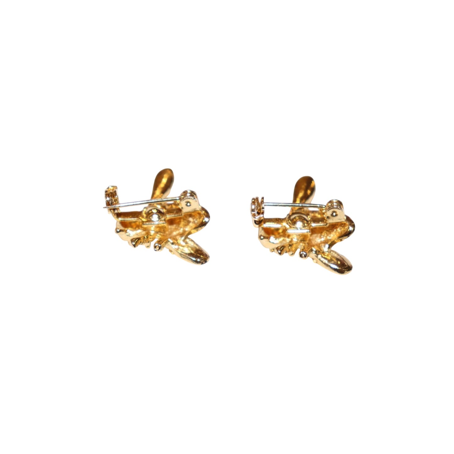 Bee Rhinestone Brooch Pins Gold-Tone With Blue Accents