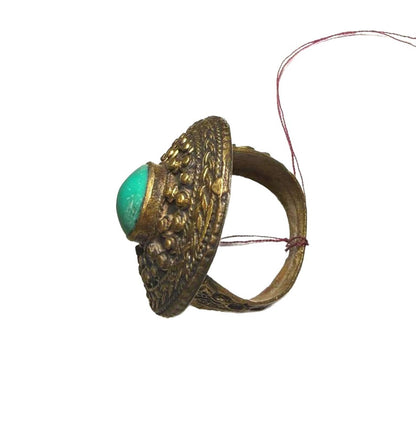 Vintage Afghan Turquoise and Copper Ring, size 8