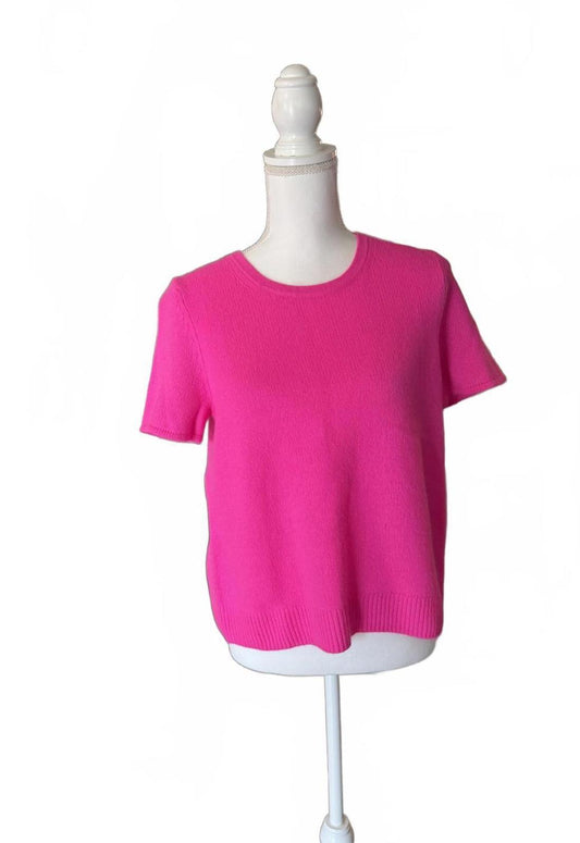 New Bloomingdale’s Short Sleeve Knit Cashmere Top, Large