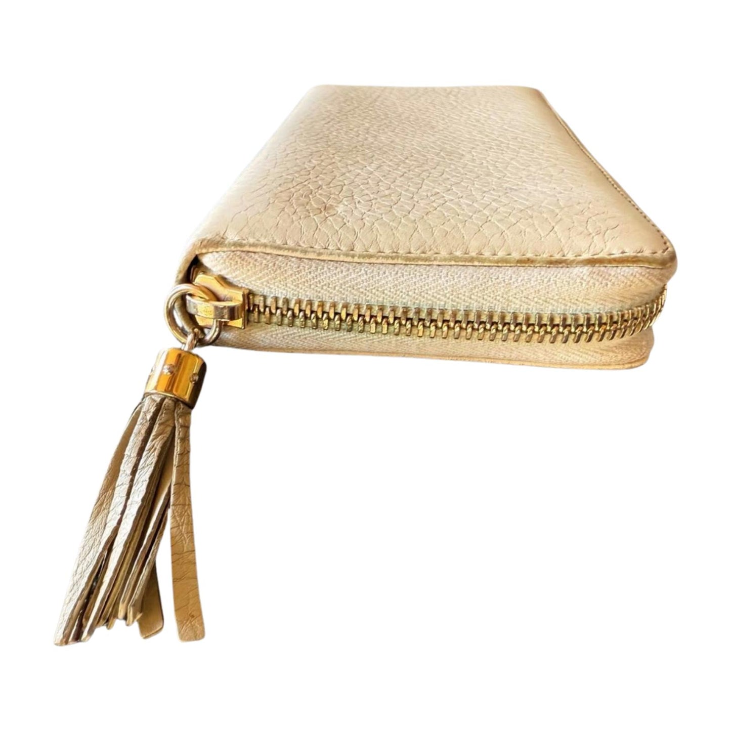 Gucci Ivory Pebbled Long Leather Zip-Around Soho Wallet