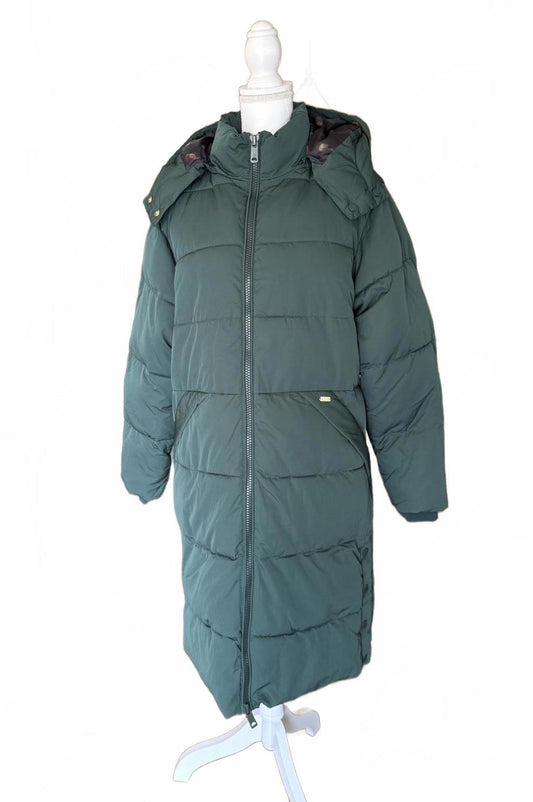 New Scotch and Soda Long Green Puffer Coat, Medim
