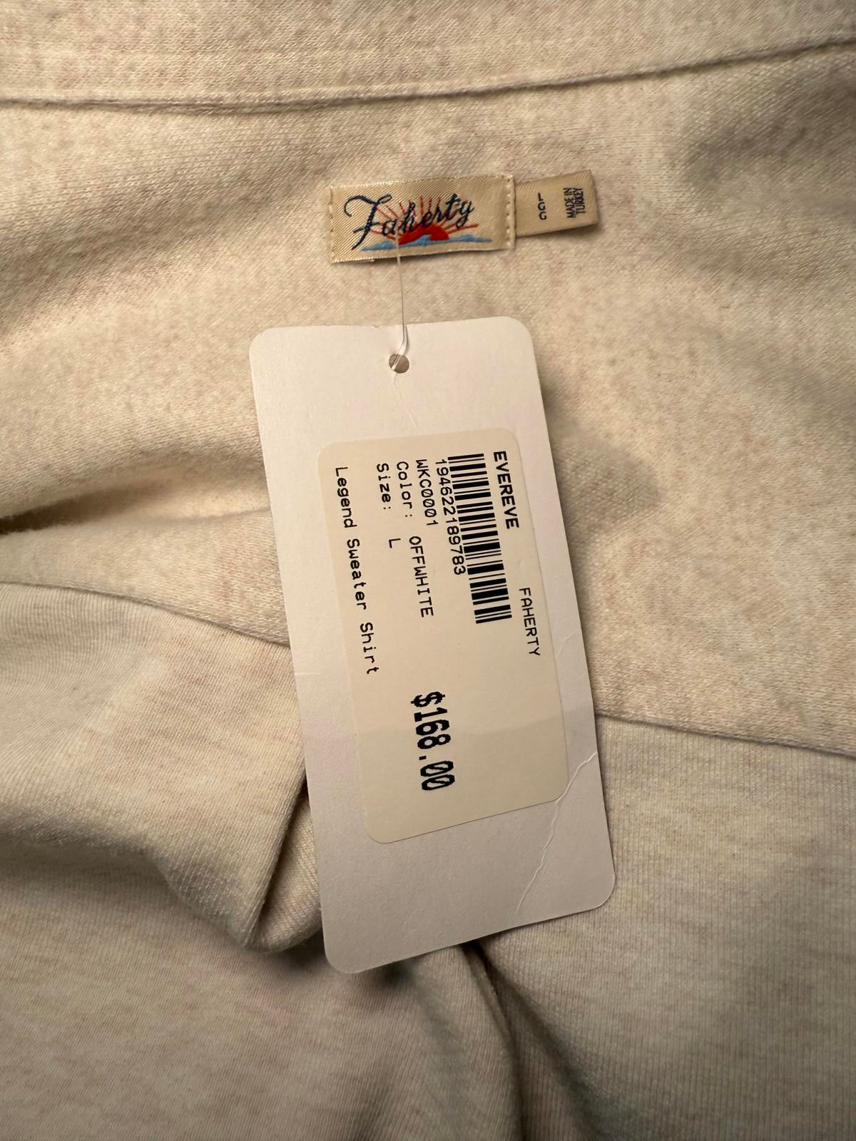 New Faherty Long Sleeve Button-Up Shirt in Beige, Large