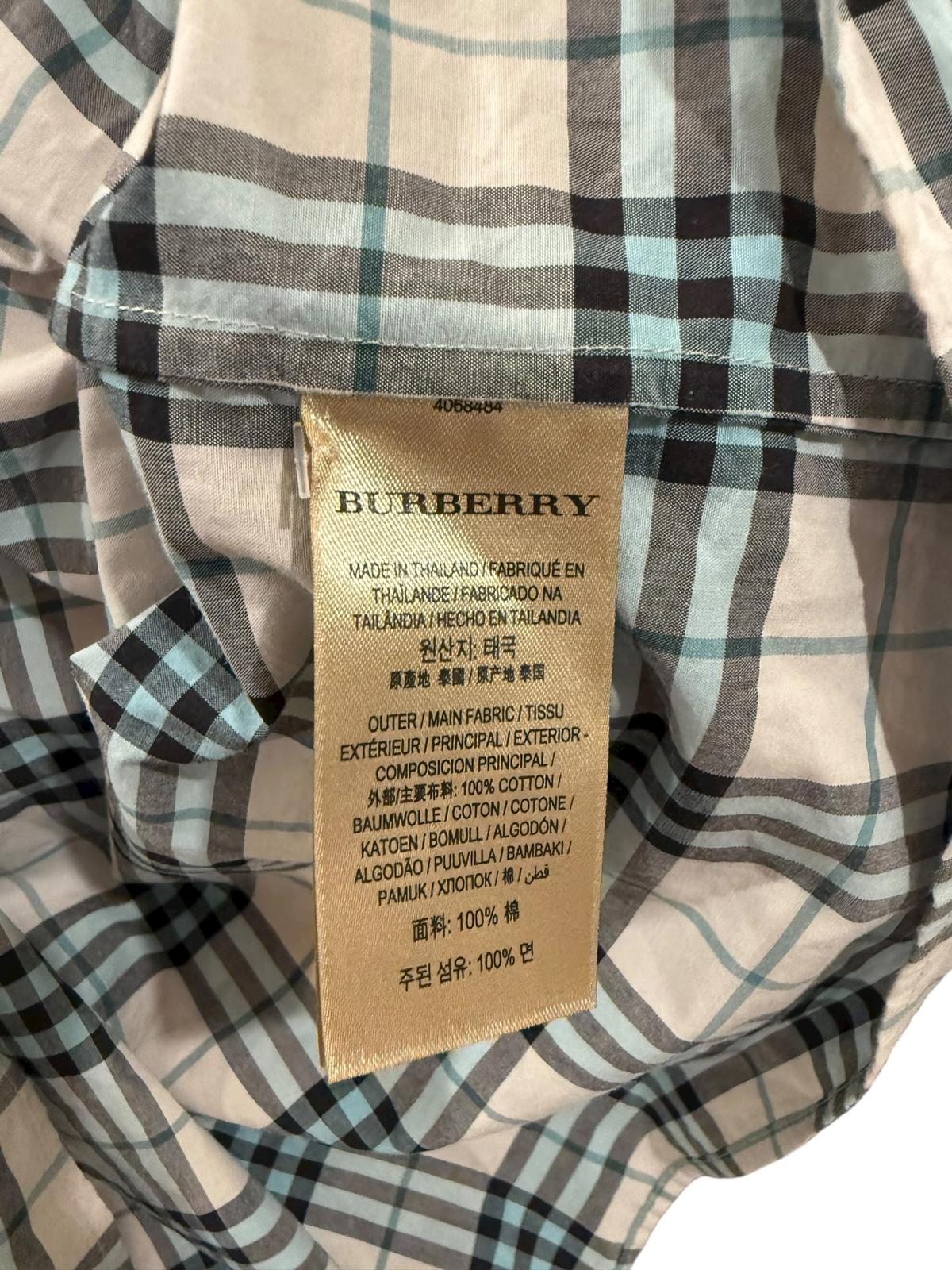 Women's Burberry Check Short-Sleeve Button-Up Shirt, size 8