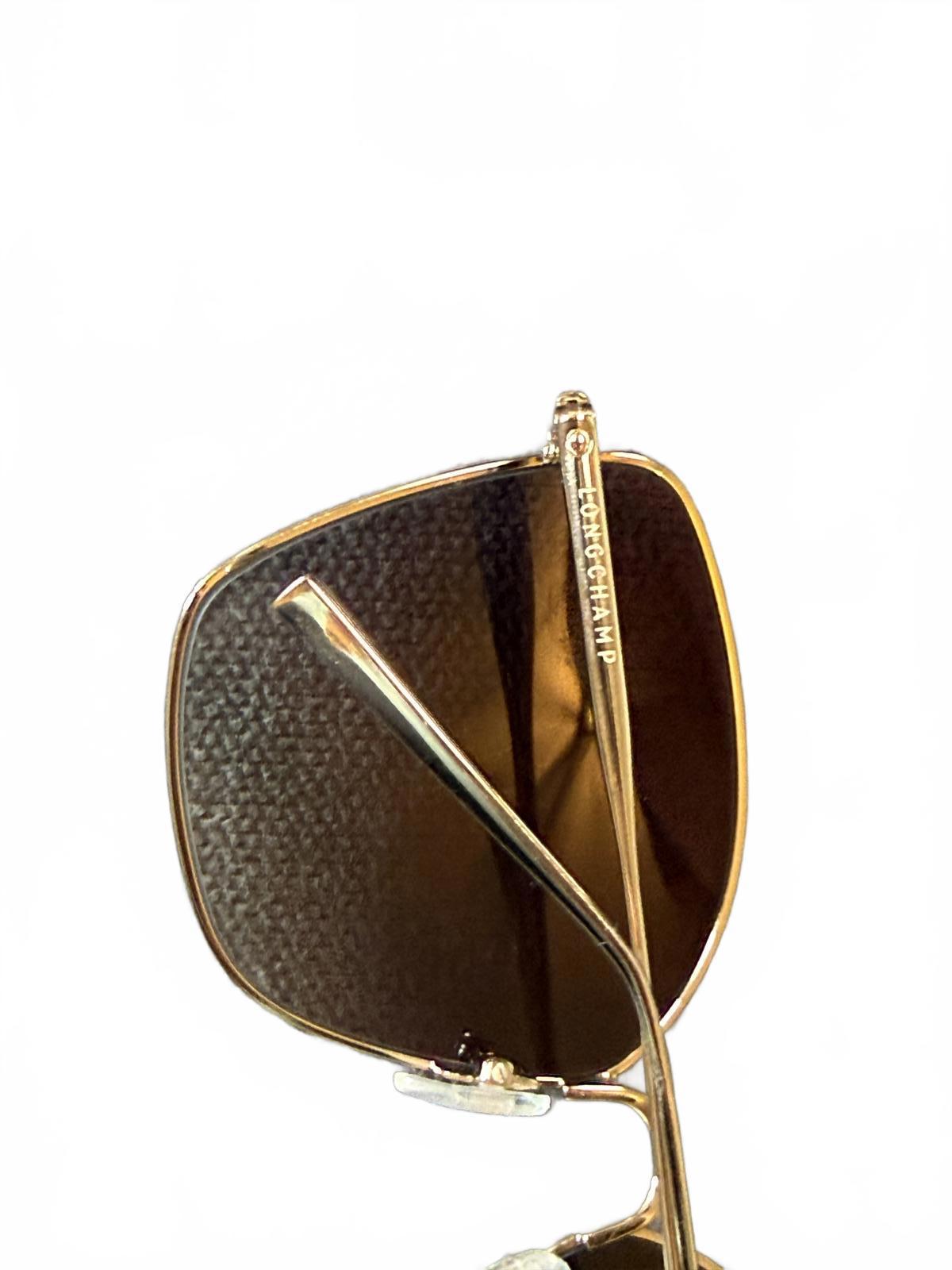 Longchamp Womens Sunglasses with Gold Frame and Dark Lenses (New)